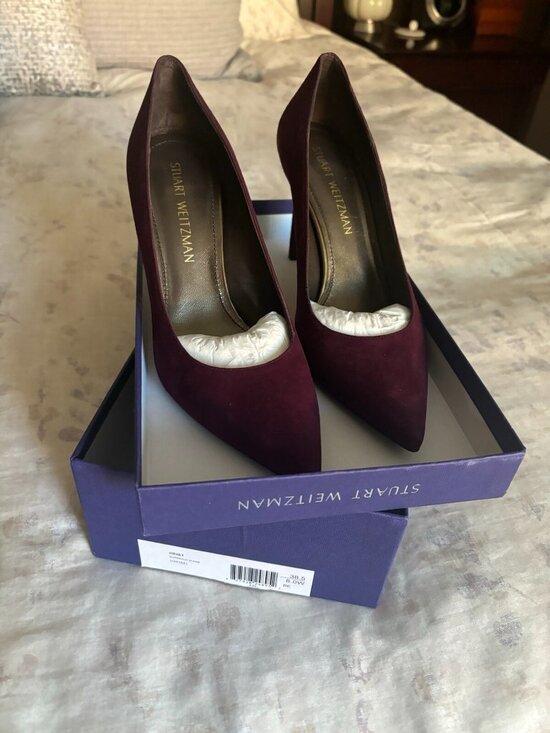 Stuart Weitzman Shoes - STUART WEITZMAN burgundy suede pointed toe heels